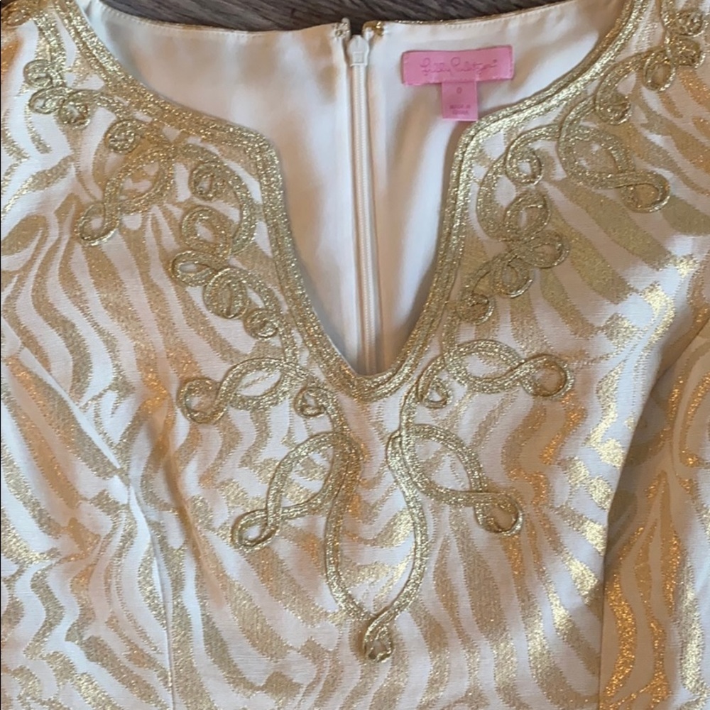 Lilly Pulitzer Gold Short Sleeve Dress - Picture 3 of 9